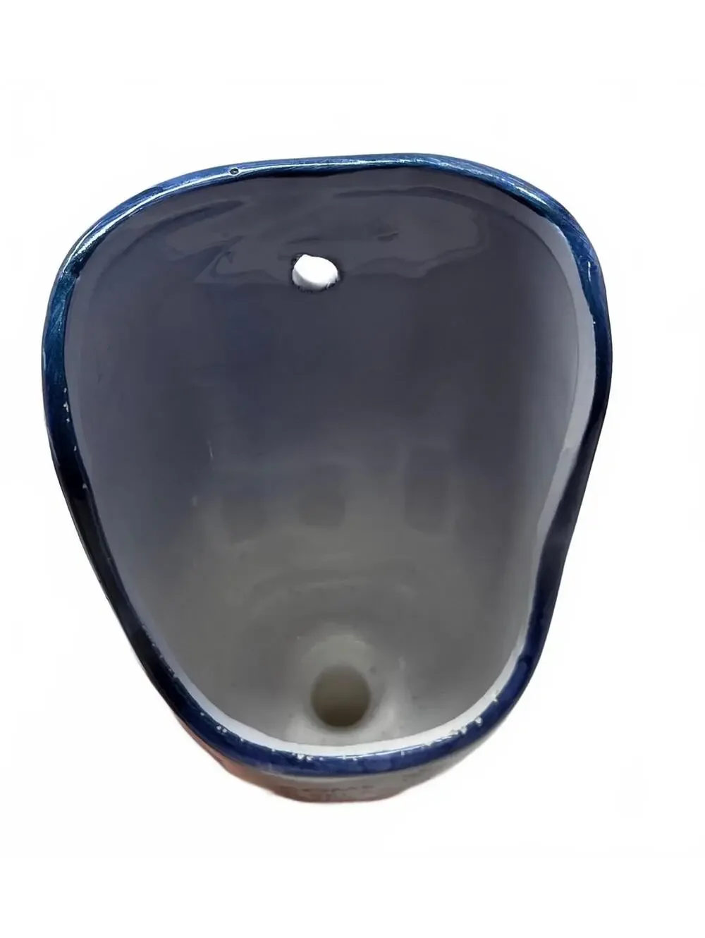 Vintage Ceramic Scoop Wall Pocket Planter Blue White Funny House Quote